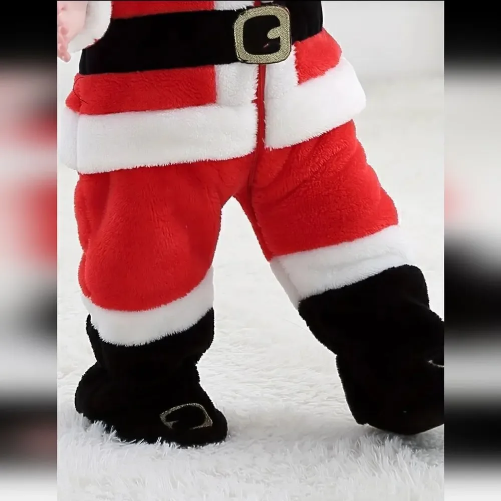 One PieceToddler Santa Claus Outfit Snowsuit Costume (Includes Hat) Sz 18-24 Mo